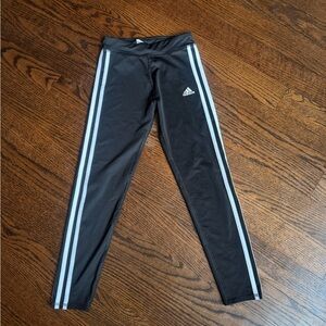 Adidas Kids Black Leggings with Silver Stripes